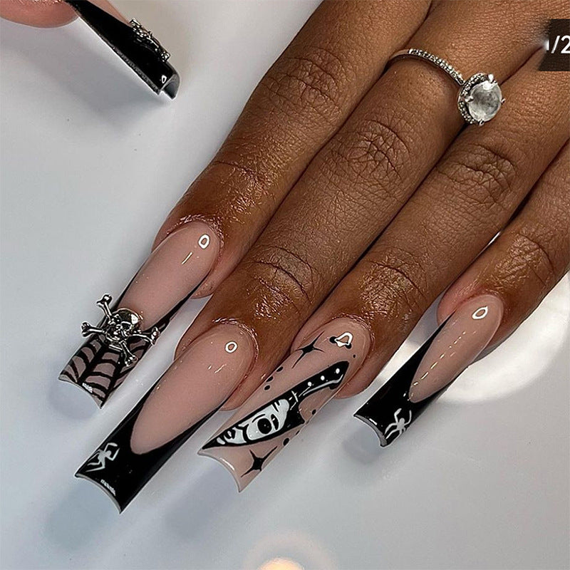 Artistic Press-On Nail Set with Unique Gothic Designs kalsten