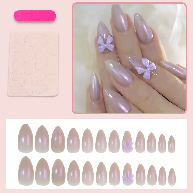 Artificial nail set with elegant bows and gentle design Kalsten