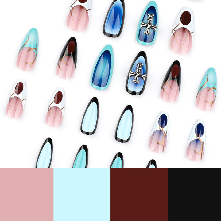 Artful stiletto nails with elegant design and 3D accents Kalsten