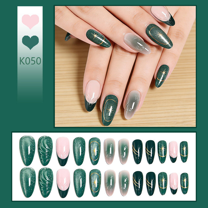 Acrylic nail set with elegant shine and 3D design accents Kalsten