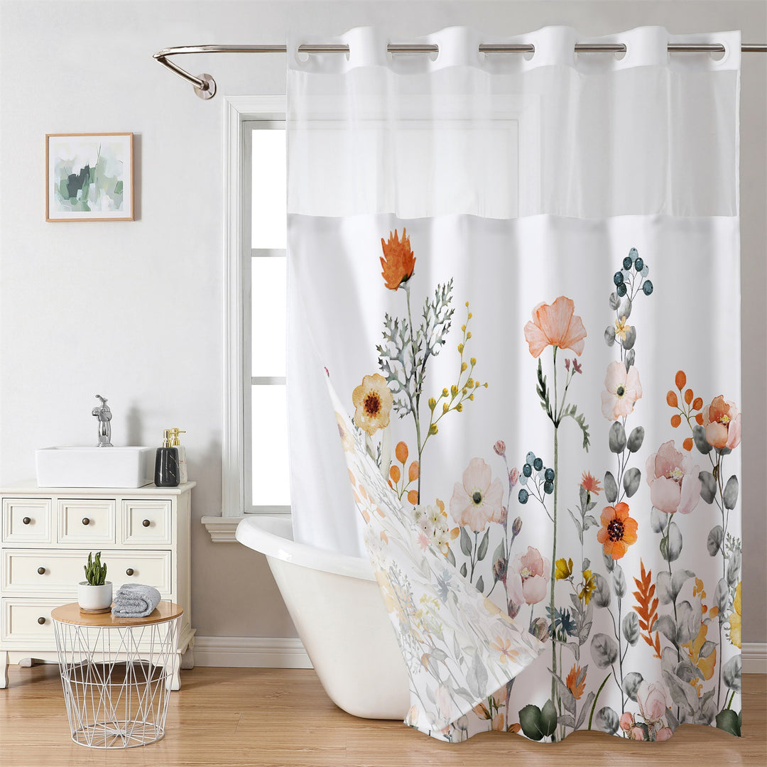 Tropical Leaf Print Shower Curtain Kalsten
