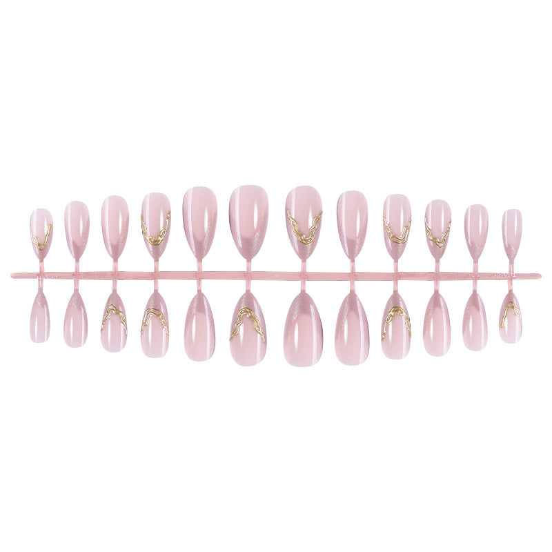 Elegant Press-On Nail Set with Gold Accent Design Kalsten