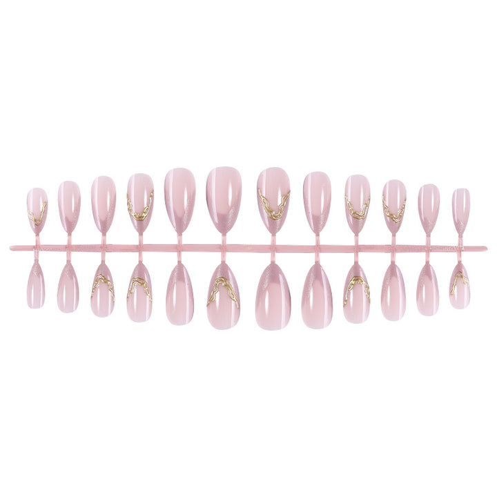 Elegant Press-On Nail Set with Gold Accent Design Kalsten