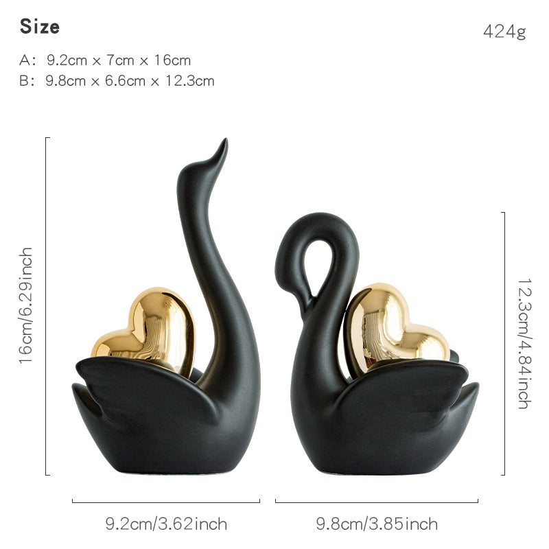 Elegant and romantic swans decorative figure Kalsten