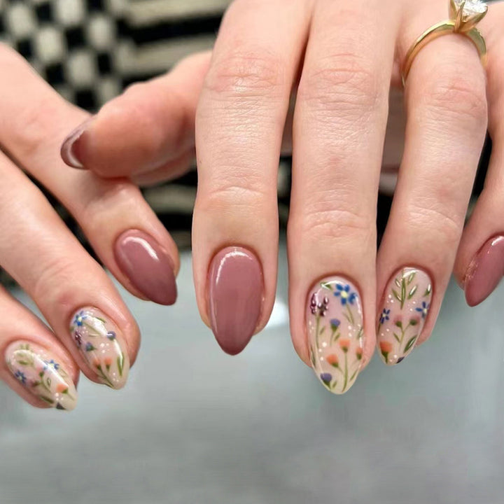 Artistic Floral Press-On Nail Art Kalsten