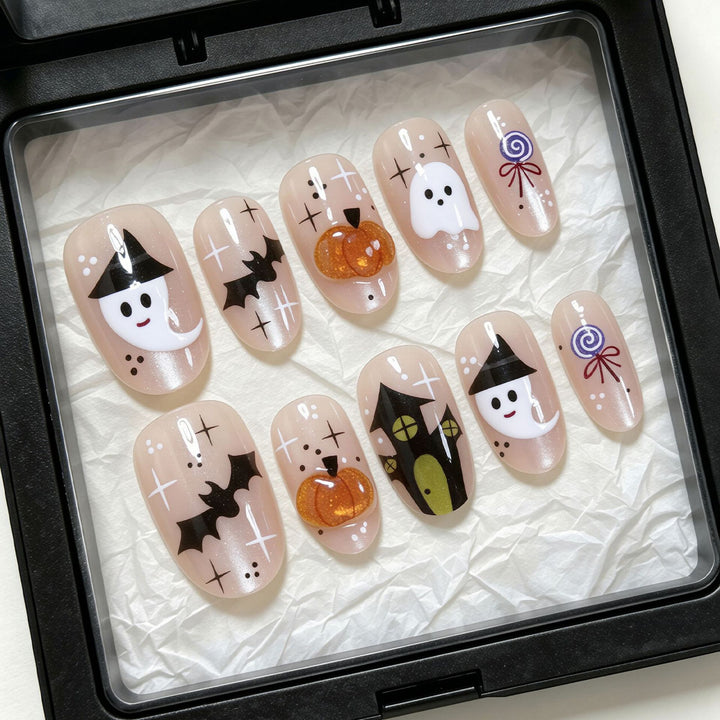 Halloween-Themed Artistic Press-On Nail Set Kalsten