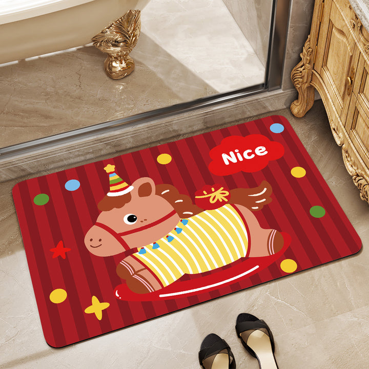 Playful Horse-Themed Memory Foam Bath Mat Kalsten