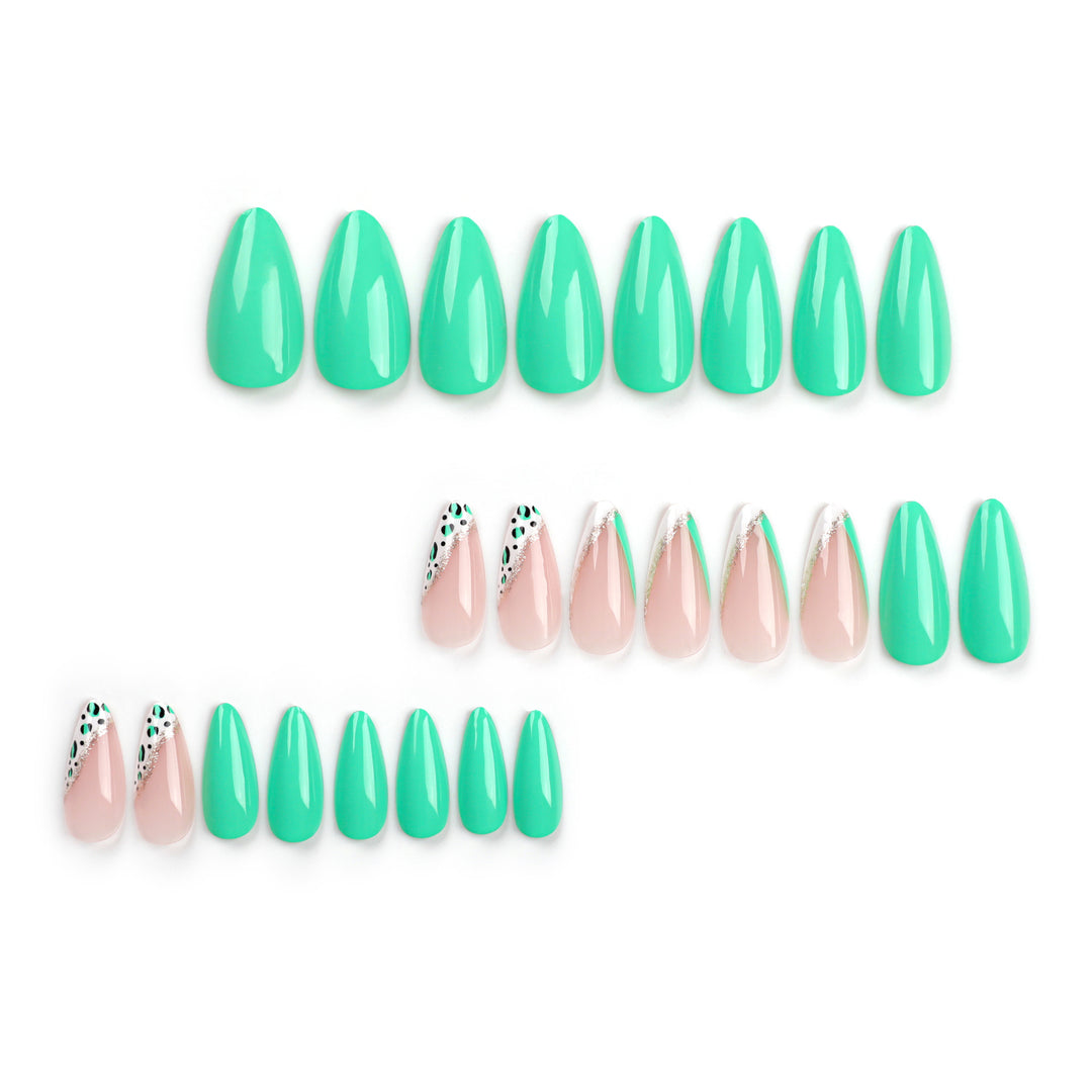 Artistic stiletto nails with glamorous color play Kalsten