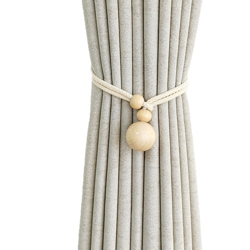 Elegant curtain holder with wooden beads Kalsten