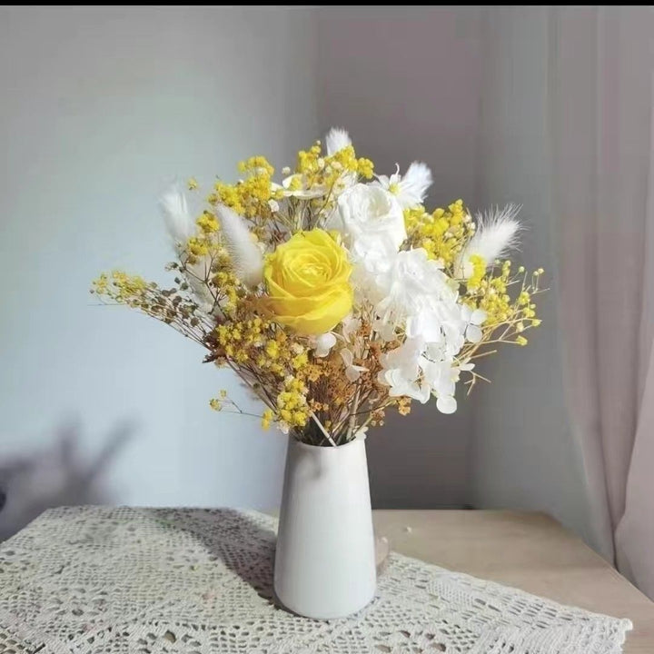 Dried Floral Bouquet with Elegant Yellow Accents