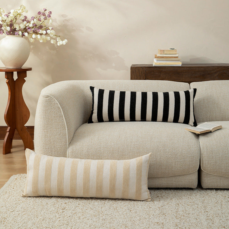 Long striped linen-cotton lumbar pillow for sofa and bed Kalsten