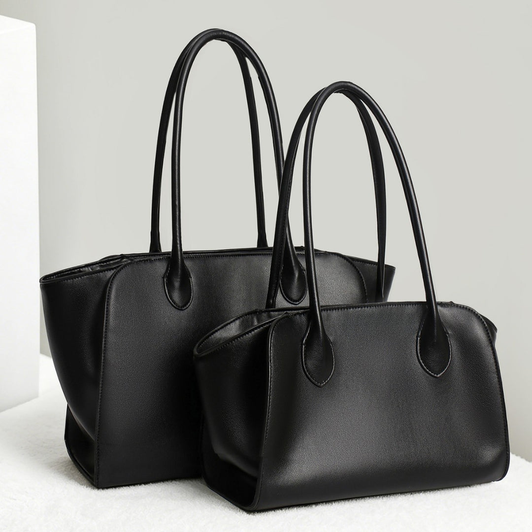 Structured Leather Top-Handle Tote with Long Shoulder Straps