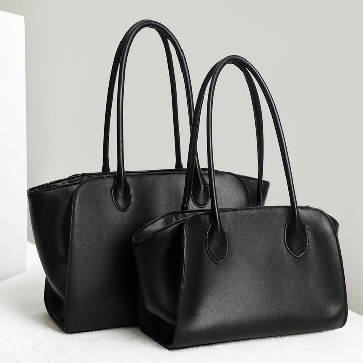 Structured Leather Top-Handle Tote with Long Shoulder Straps