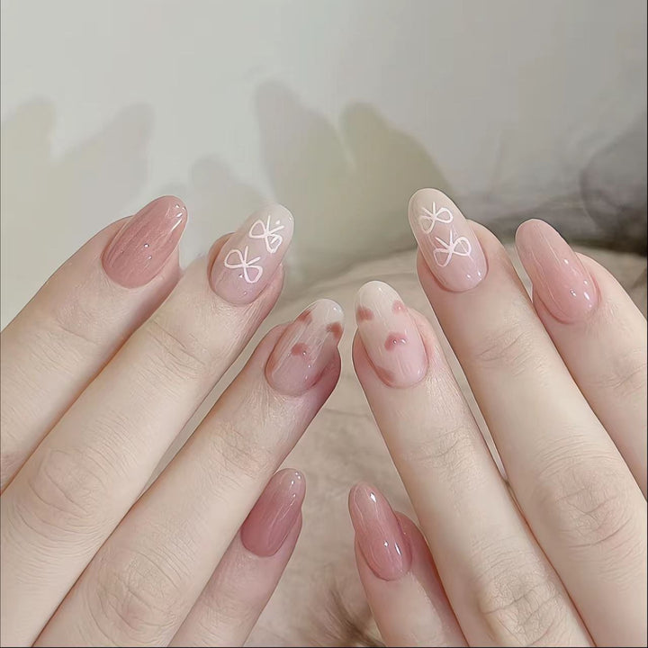 Decorative Long Stiletto Press-On Nails with Heart and Floral Accents Kalsten