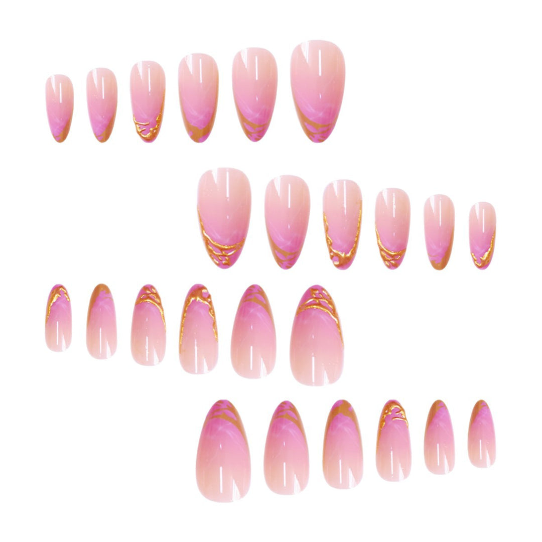 Elegant Stiletto Press-On Nail Extensions with Gold Tip Detail Kalsten