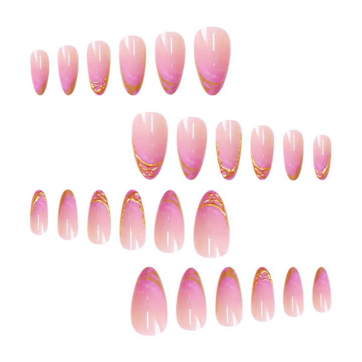 Elegant Stiletto Press-On Nail Extensions with Gold Tip Detail Kalsten