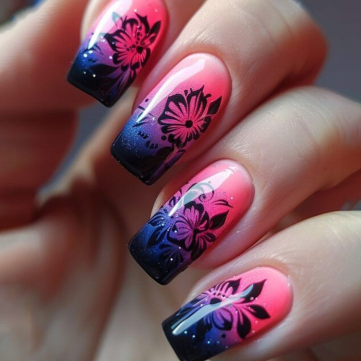 Floral Ombre Acrylic Nail Art Extensions Kalsten
