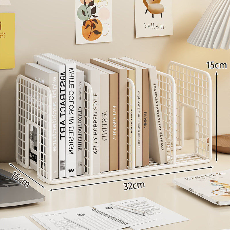 Mesh Wire Desk Book Organizer Multi-Compartment Grid Divider