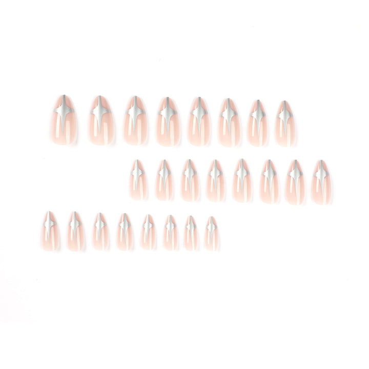 Artful Stiletto Nails with Silver Accents Kalsten