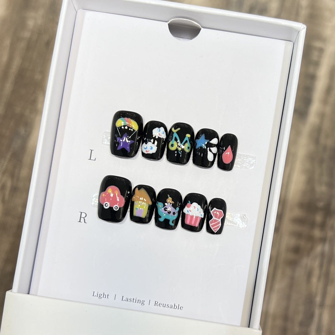 Whimsical Cartoon-Themed Press-On Nail Set Kalsten