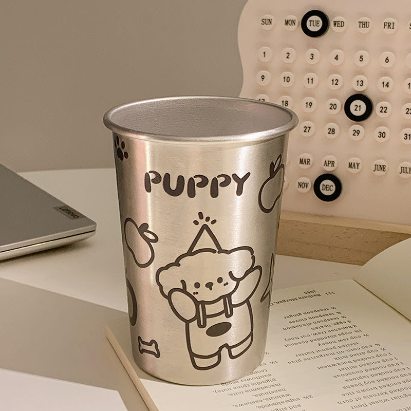 Stainless Steel Drinking Cup with Playful Dog Design Kalsten