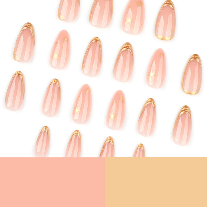 Glamorous stiletto nails with golden accents Kalsten