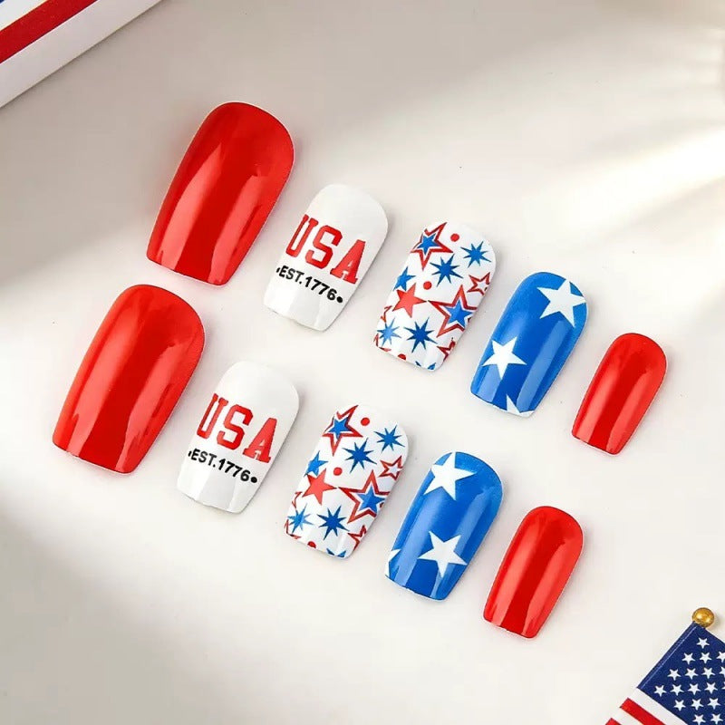 Creative artificial nails with patriotic design Kalsten