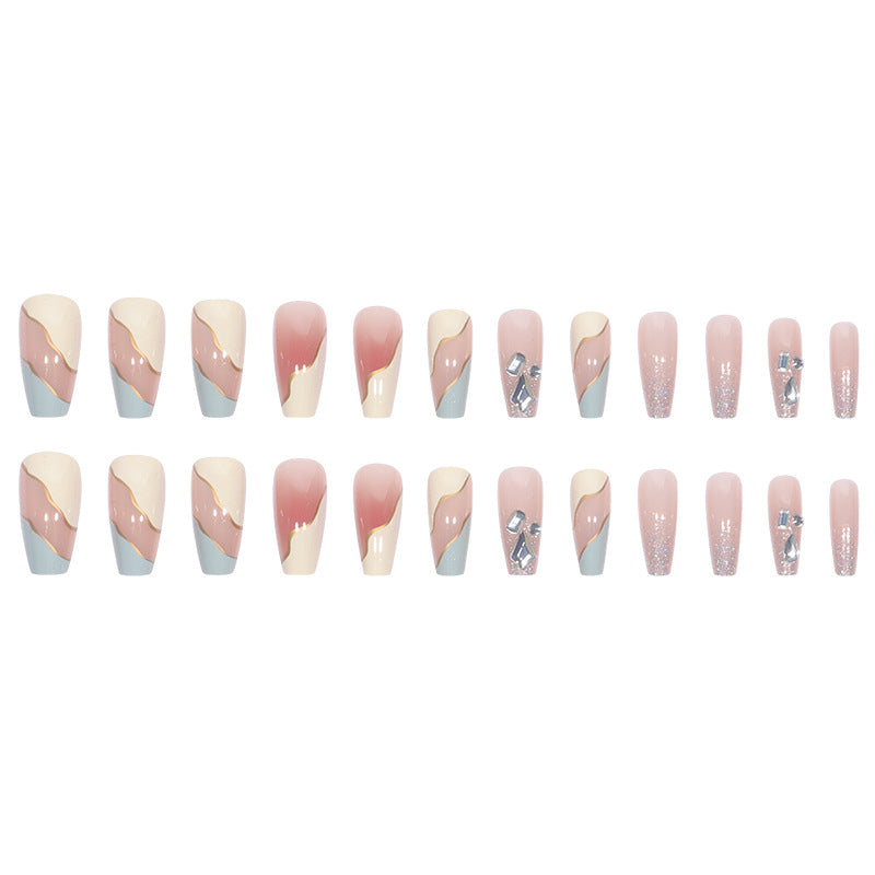 Elegant Stiletto Press-On Nail Art with Geometric Design Kalsten