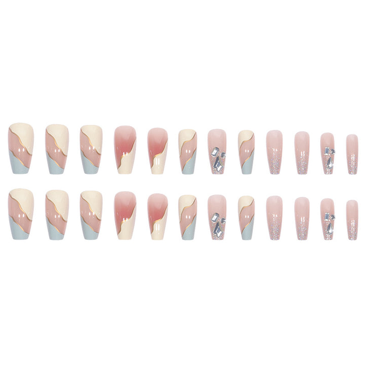 Elegant Stiletto Press-On Nail Art with Geometric Design Kalsten