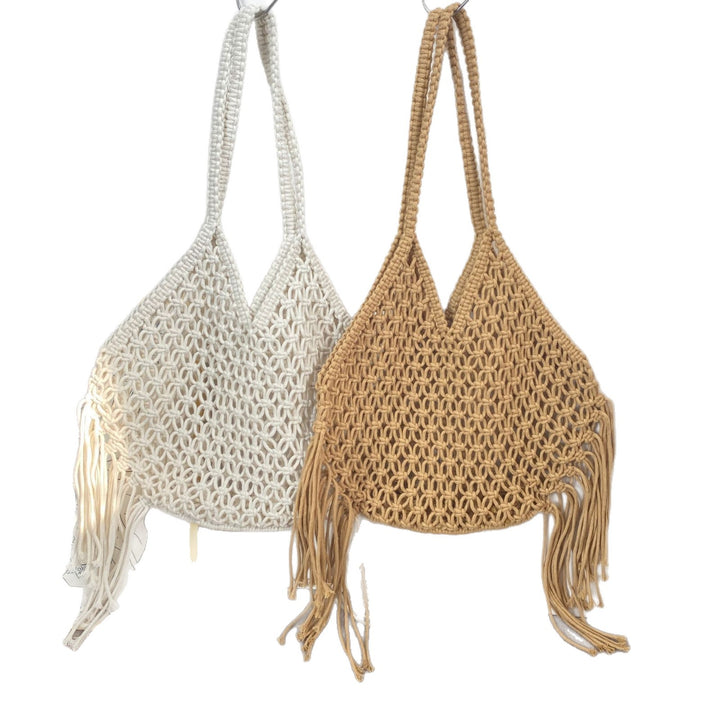 Macrame shoulder bag with fringes Kalsten