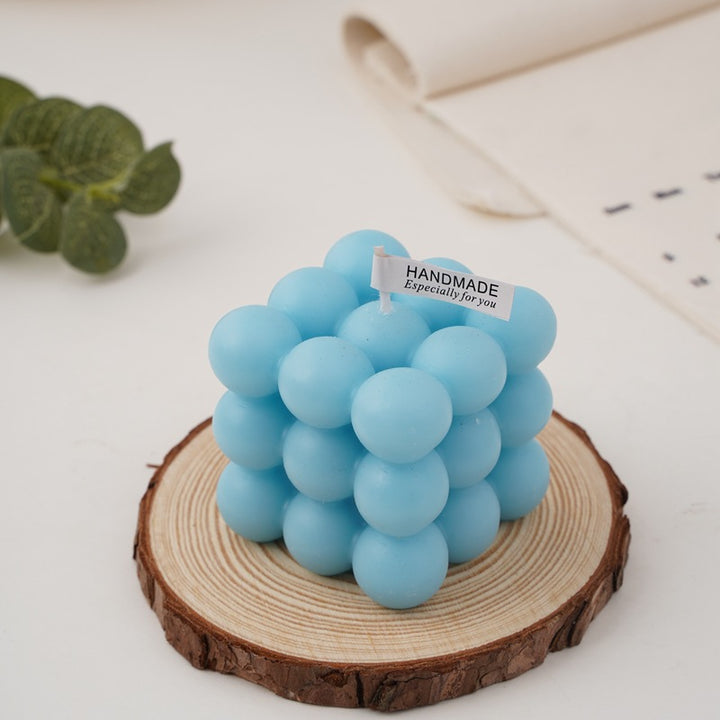 Handcrafted Sphere-Cluster Cube Soy Wax Candle Centerpiece