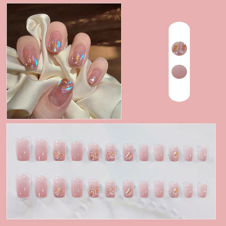 Glitter and gradient design artificial nails Kalsten