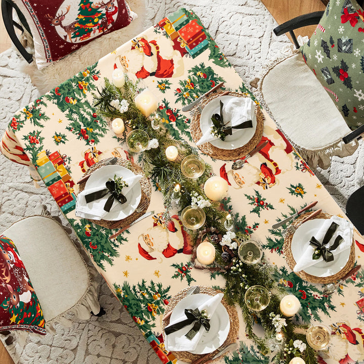 Christmas tablecloth made of cotton blend fabric with water-repellent surface and festive pattern Kalsten