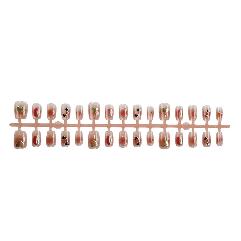 Elegant Heart-Themed Press-On Nail Art Set