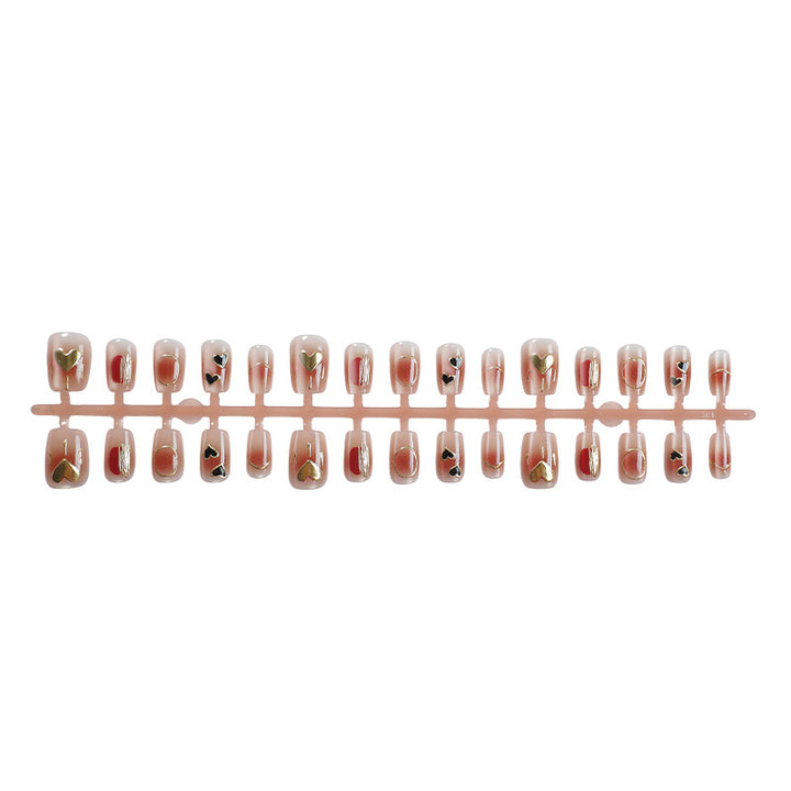 Elegant Heart-Themed Press-On Nail Art Set