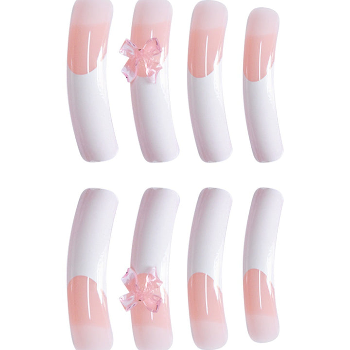 Stylish Acrylic Press-On Nail Extensions with Decorative Bow Kalsten