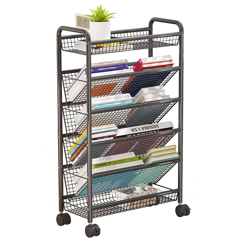 Rolling Metal Book Storage Rack Kalsten