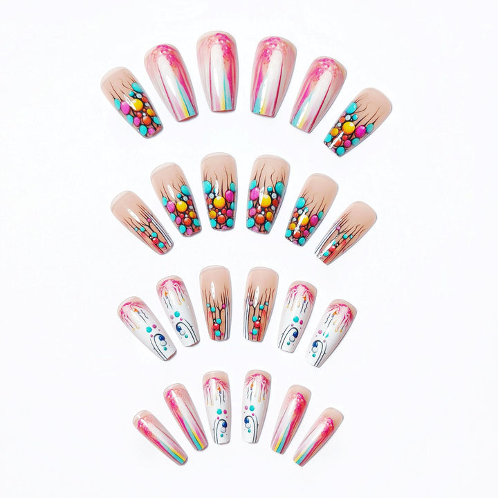 Creative artificial nails with intricate gradient and dot design Kalsten