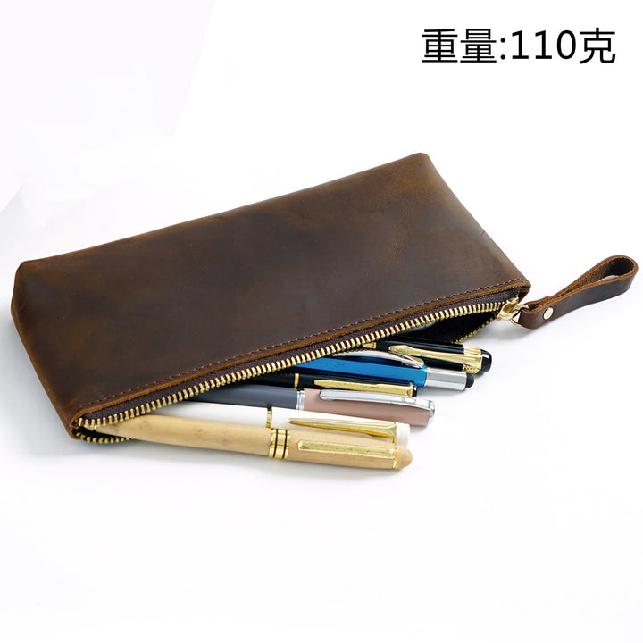 Leather Zippered Pencil Case