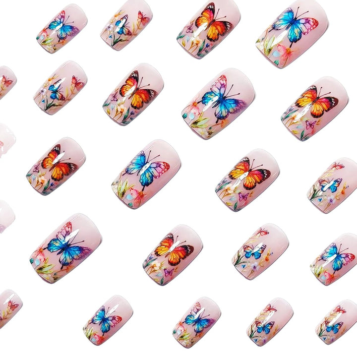 Creative Art Nails with Colorful Butterfly Design Kalsten