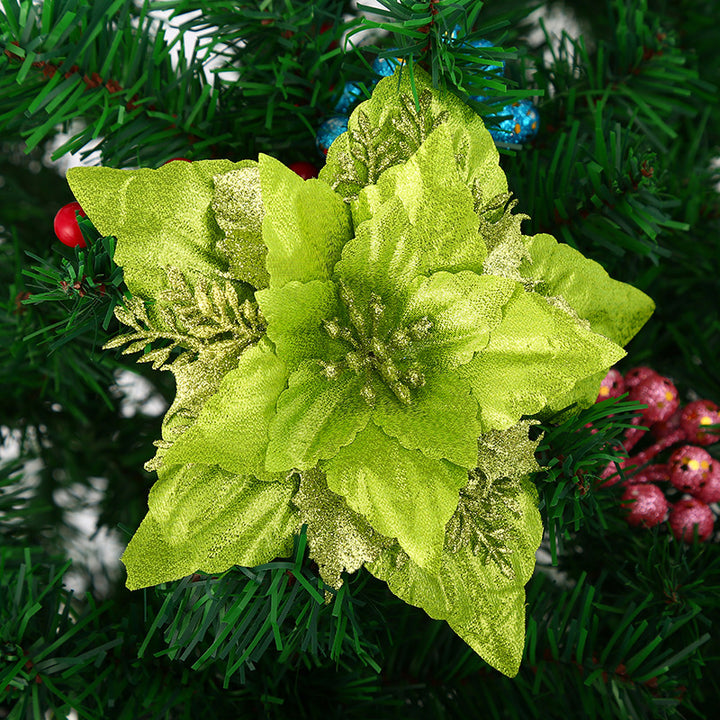 Decorative Glittering Poinsettia Flower Ornament Kalsten