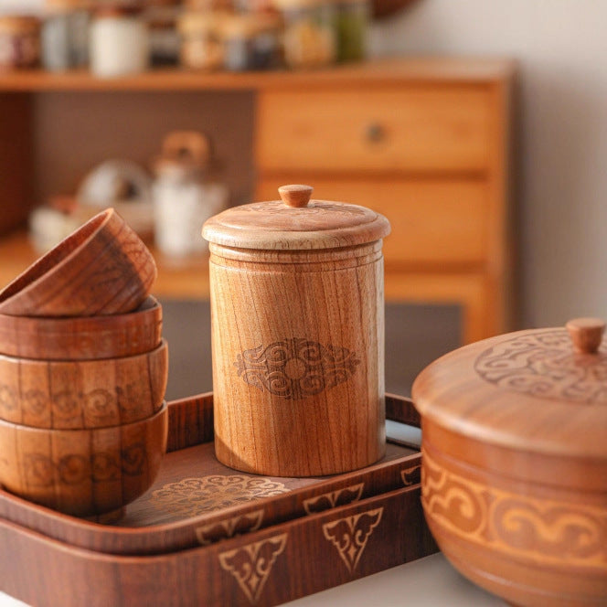 Decorative Wooden Storage Bowl