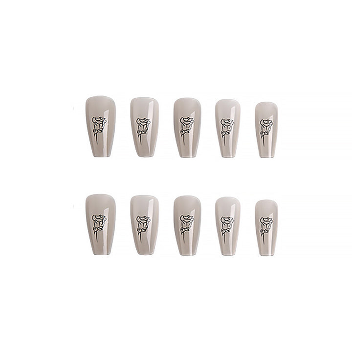 Artful Nail Tips with Rose Pattern Kalsten