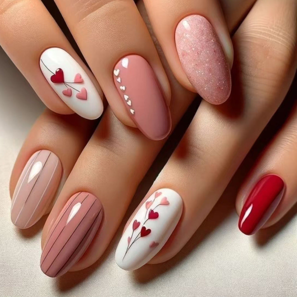 Artistic Heart-Designed Press-On Nails Kalsten