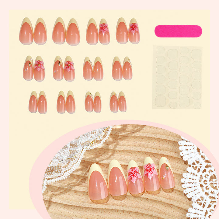 Artificial nail set with elegant flower decorations and fresh design Kalsten