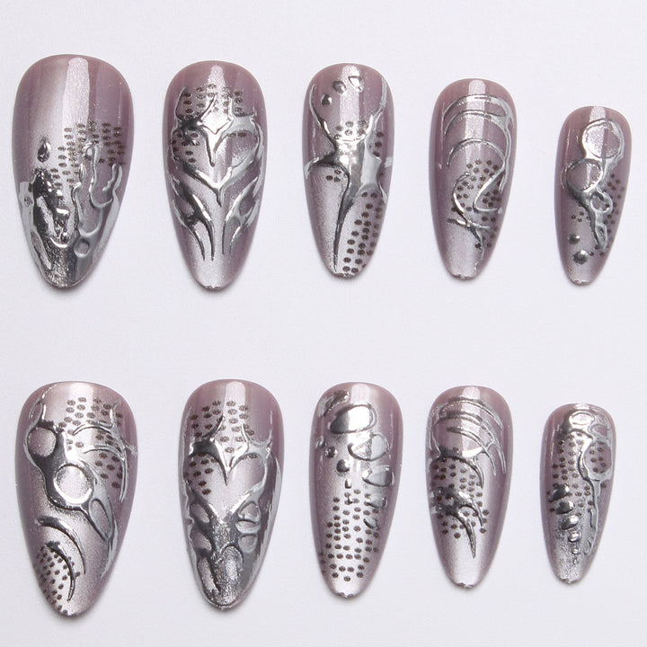 Acrylic nail kit with extravagant 3D designs and glamorous embellishments Kalsten