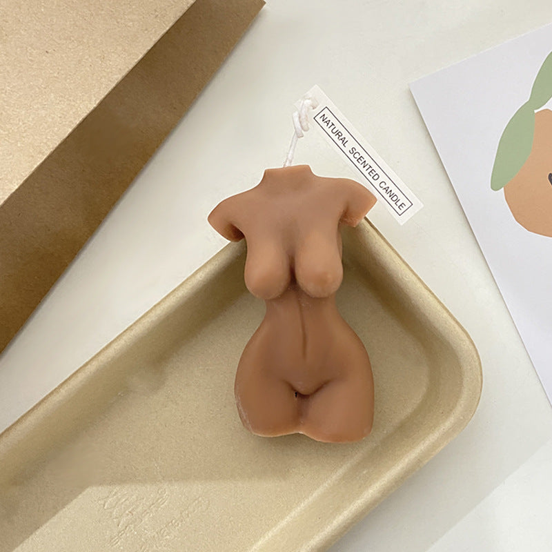 Hand-Poured Pregnant Torso Sculptural Soy Wax Candle