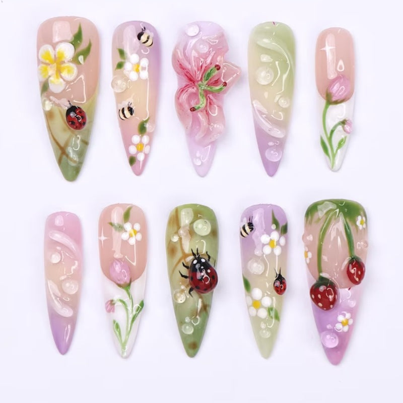 Nature-Themed Artistic Press-On Nail Set Kalsten