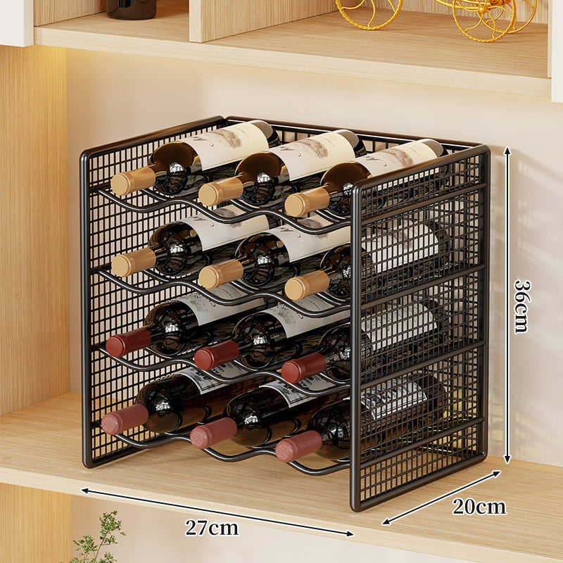 Compact Countertop Metal Wire Wine Bottle Organizer