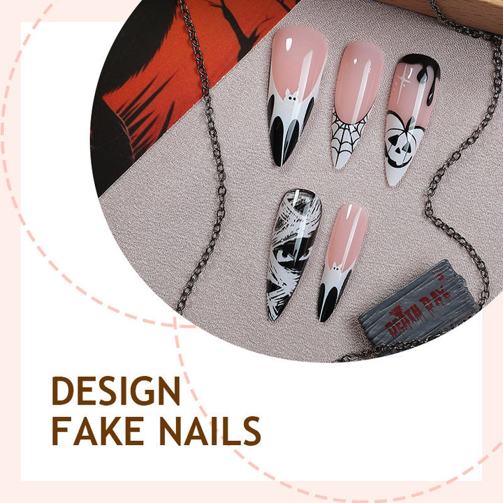 Creative Halloween Nail Art Set with Ghost and Spider Designs Kalsten
